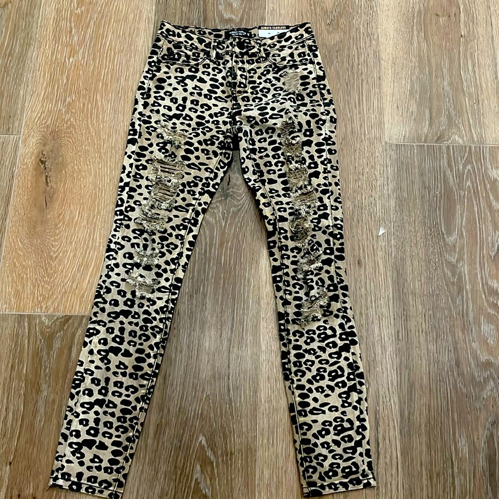Almost Famous Cheetah Print Mid-Rise Jeans